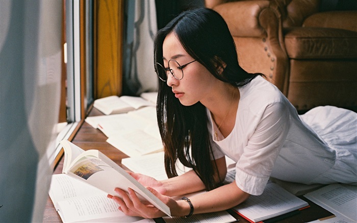 アジアの女の子の読書ブック 壁紙 ピクチャー