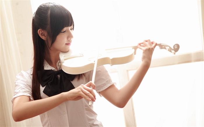 アジアの音楽の女の子、バイオリン 壁紙 ピクチャー