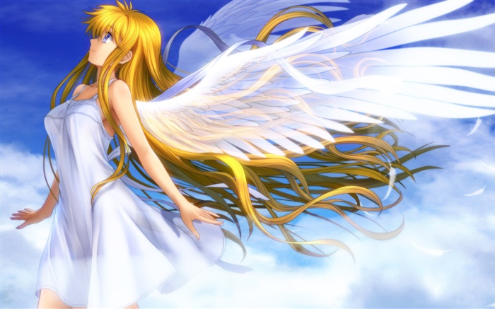 美しい天使、アニメの女の子、翼 壁紙 ピクチャー
