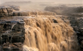 中国の風景、黄河、滝 HDの壁紙