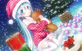 クリスマスのアニメの女の子 HDの壁紙