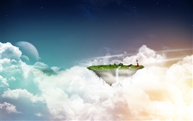 クリエイティブイメージ、空中浮遊島、雲