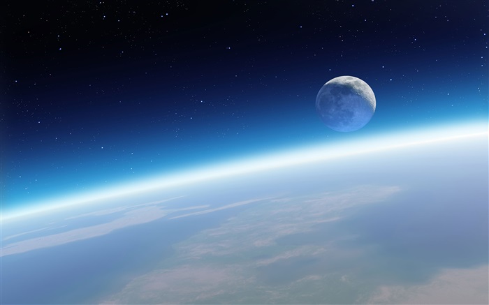 地球と月、美しい空間 壁紙 ピクチャー
