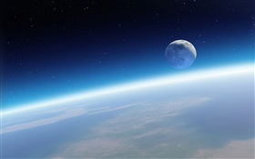 地球と月、美しい空間 HDの壁紙
