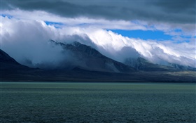 湖、霧、山、朝の風景中国 HDの壁紙