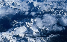 山、雪、雲、中国の風景 HDの壁紙