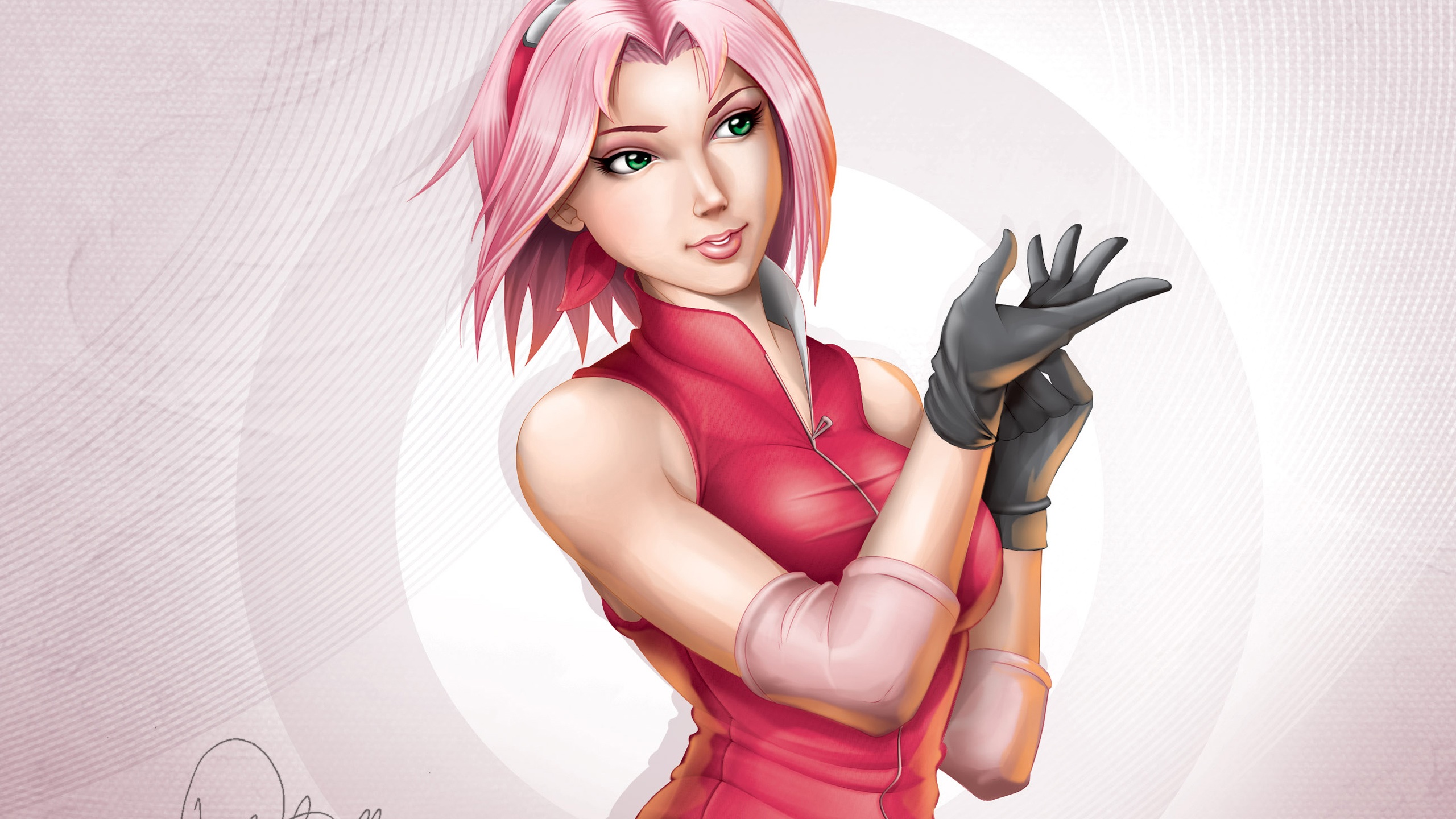 ピンクの髪のアニメの女の子 赤いドレス デスクトップの壁紙 2560x1440 壁紙をダウンロード Ja Hdwall365 Com