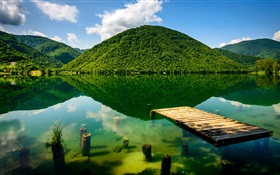 夏、緑、湖、山 HDの壁紙
