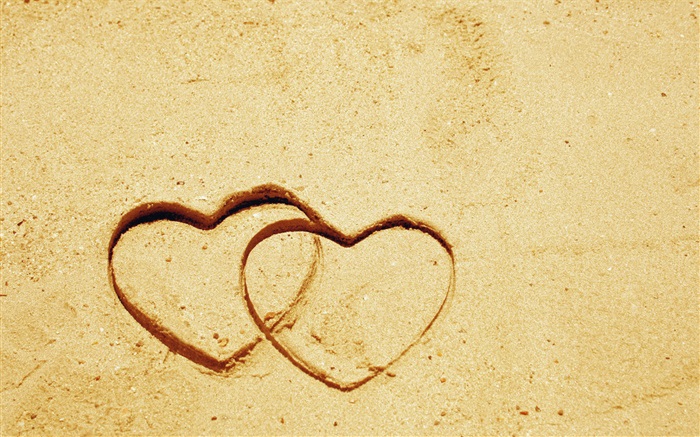 砂の上の2つの愛の心 壁紙 ピクチャー