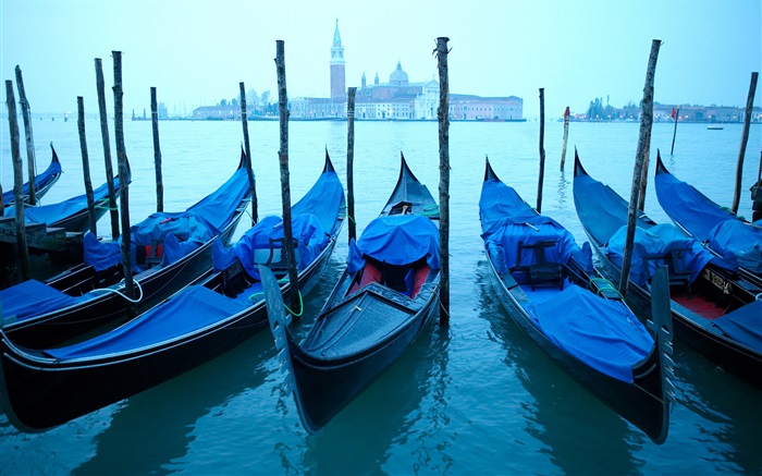 ベネチア、ボート、曇りの日 壁紙 ピクチャー