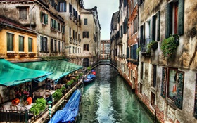 ヴェネツィアの風景、川、家 HDの壁紙