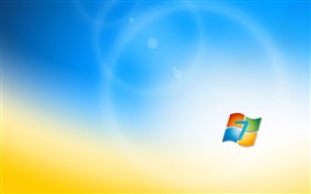 Windows 7のロゴ、青、オレンジの背景 HDの壁紙