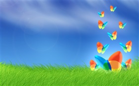 草の中にWindowsの蝶 HDの壁紙