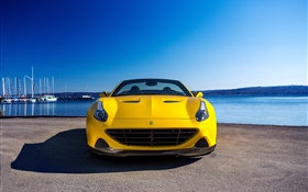 2015フェラーリ黄色のスーパーカーのフロントビュー HDの壁紙