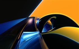 抽象的な曲線、オレンジ、黒、青 HDの壁紙