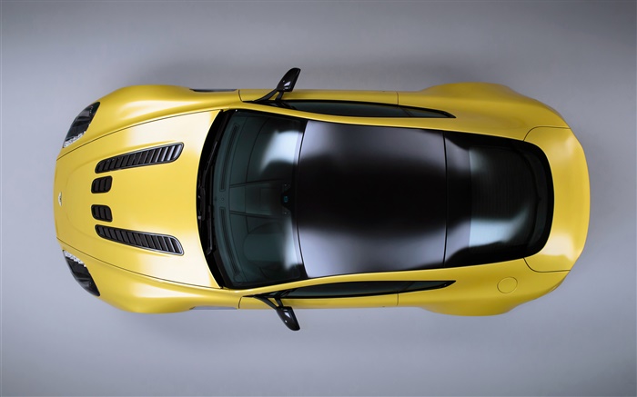 アストンマーティンV12ヴァンテージS黄色のスーパーカーのトップビュー 壁紙 ピクチャー