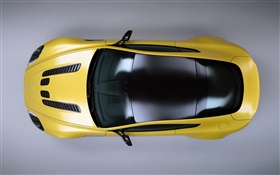 アストンマーティンV12ヴァンテージS黄色のスーパーカーのトップビュー HDの壁紙