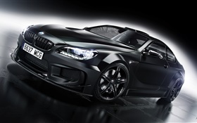 BMW M6黒の車のフロントビュー HDの壁紙