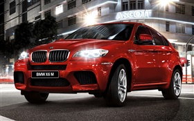 BMW X6赤い車フロントビュー HDの壁紙