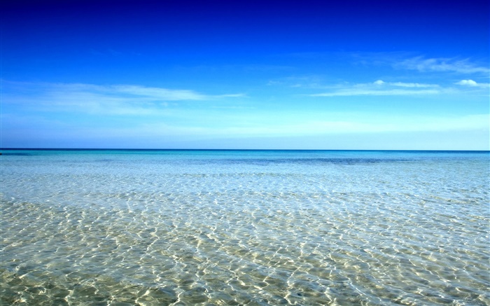美しい海岸、海の水、青空 壁紙 ピクチャー