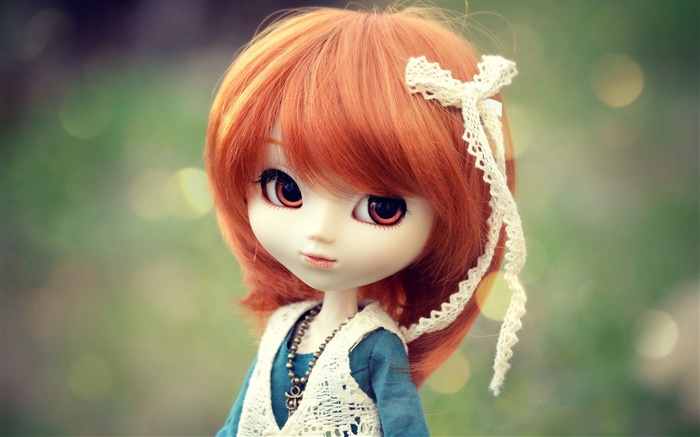 美しい赤い髪のおもちゃの女の子、人形 壁紙 ピクチャー