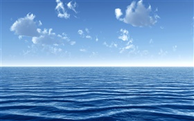 青い海、雲、空 HDの壁紙