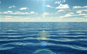 青い海、太陽の光 HDの壁紙