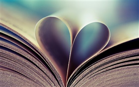 ブック、ページ、愛の心 HDの壁紙