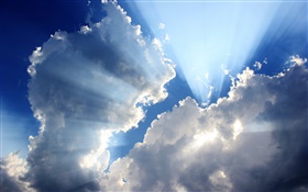 雲、空、青、太陽の光 HDの壁紙