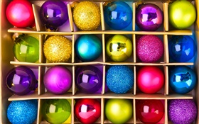カラフルなお祝いのボール、クリスマス HDの壁紙