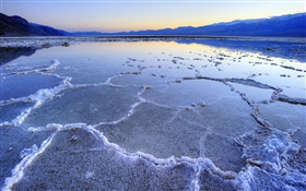 死海の風景、塩、夕暮れ HDの壁紙