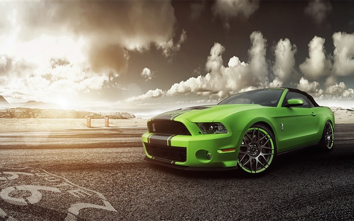 フォードマスタングシェルビーGT500緑スーパーカー 壁紙 ピクチャー