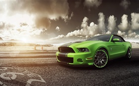 フォードマスタングシェルビーGT500緑スーパーカー HDの壁紙