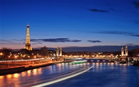 フランス、パリ、都市の夜、ライト、美しい風景 HDの壁紙
