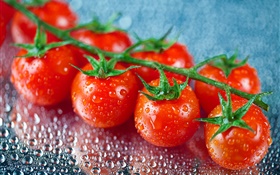 新鮮な果物、赤、トマト、水滴 HDの壁紙