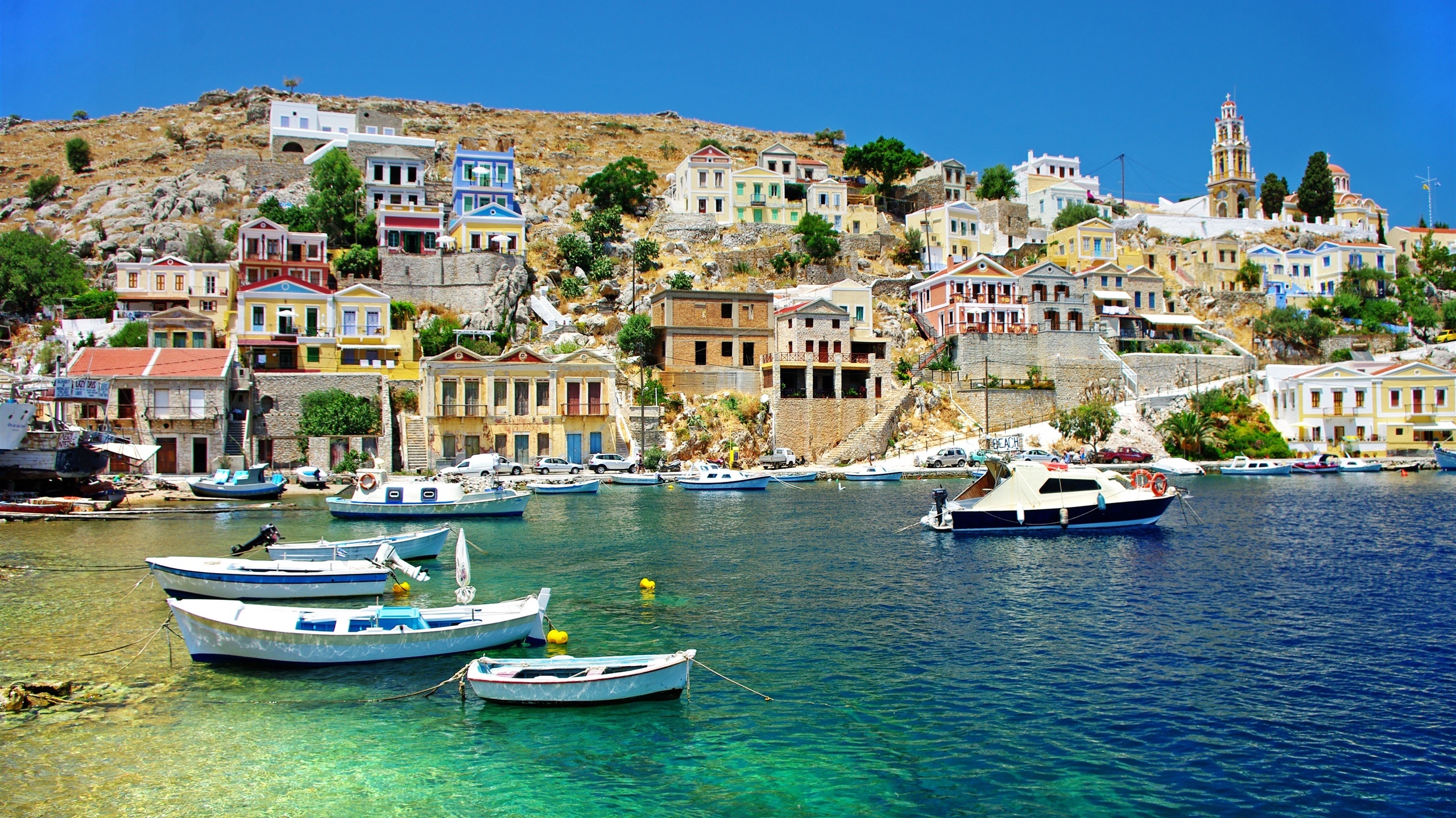 ギリシャ 住宅 海岸 海 船 デスクトップの壁紙 2560x1440 壁紙をダウンロード Ja Hdwall365 Com