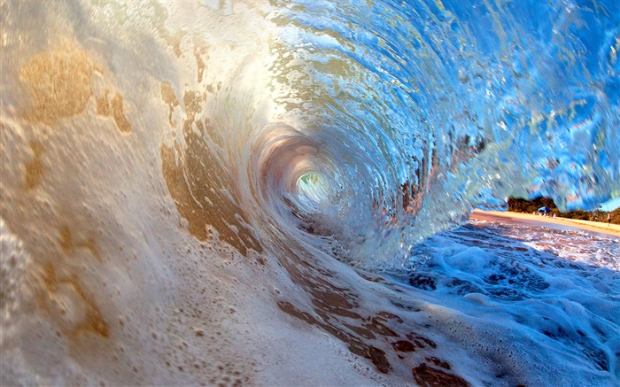 ハワイ、波、水トンネル 壁紙 ピクチャー
