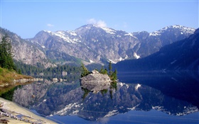 湖、山、水反射 HDの壁紙