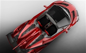 ランボルギーニ・ベネノロードスター赤いスーパーカーのトップビュー HDの壁紙