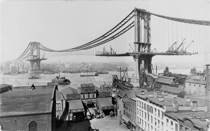 マンハッタン橋、1909年、米国 壁紙 ピクチャー