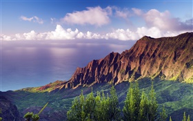 ハワイでのナパリコースト州立公園の夕日 HDの壁紙