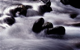 ストリーム、川、黒い石 HDの壁紙
