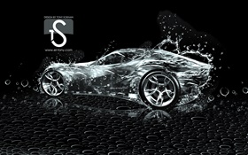 ウォータースプラッシュ車、創造的なデザイン、黒の背景 HDの壁紙
