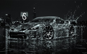 ウォータースプラッシュ車、創造的なデザイン、黒のスーパーカー HDの壁紙
