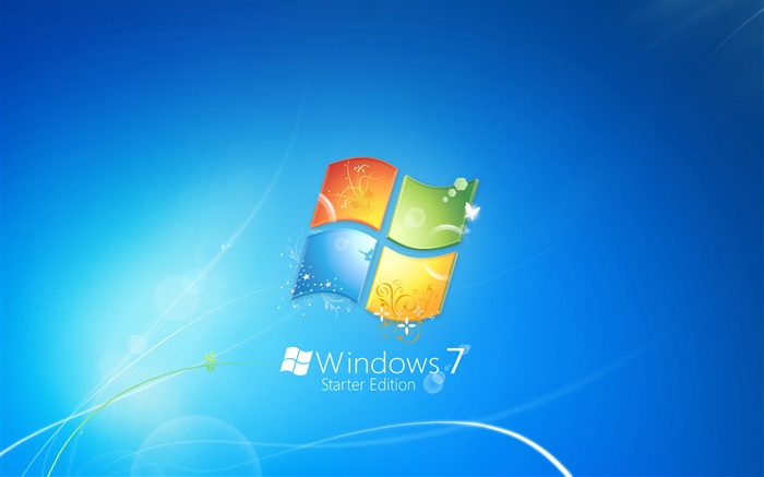 Windows 7のStarter Editionを、青の背景 壁紙 ピクチャー