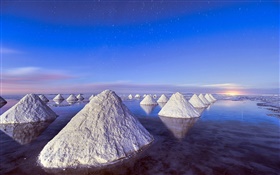 塩の死海、夕日、山 HDの壁紙