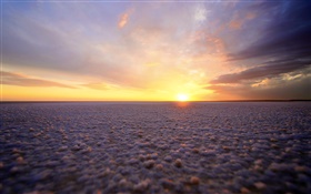 デッド海、夕日、塩ビーチ