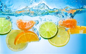 水、柑橘類でフルーツピース HDの壁紙