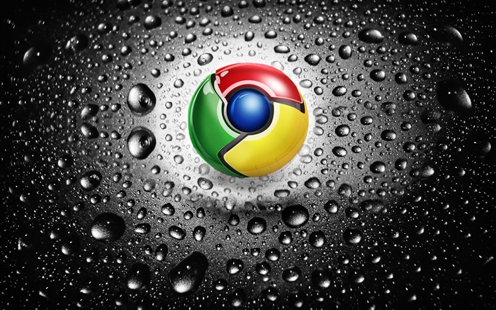 Google Chromeのロゴ、水滴 壁紙 ピクチャー