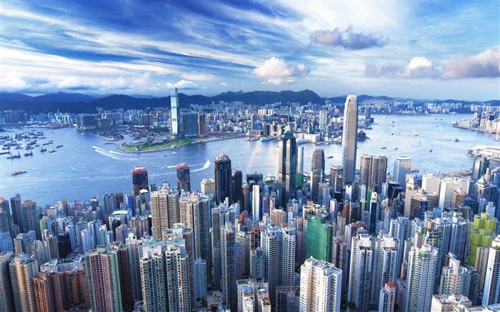 香港、都市、超高層ビル、大都会 壁紙 ピクチャー